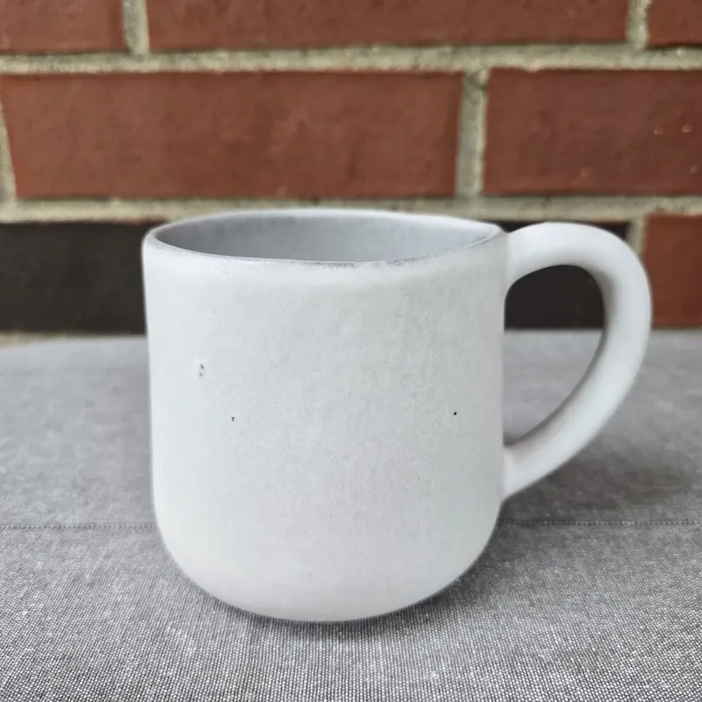 Crate & Barrel Mug Monogram L Handcrafted Artisan Stoneware Portugal Gray Black